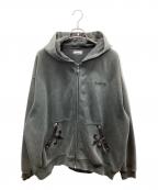 SUPPLIERサプライヤー）の古着「fleur leather patch zip hoodie」｜グレー