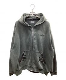 SUPPLIER（サプライヤー）の古着「fleur leather patch zip hoodie」｜グレー