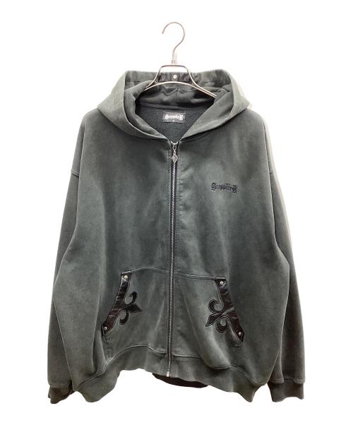SUPPLIER（サプライヤー）SUPPLIER (サプライヤー) fleur leather patch zip hoodie グレー サイズ:XLの古着・服飾アイテム