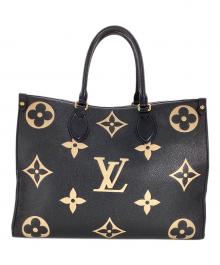 LOUIS VUITTON（ルイ ヴィトン）の古着「LOUIS VUITTON　モノグラム・アンプラント　オンザゴーMM　トートバッグ」｜ブラック×ベージュ