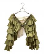 LEINWANDEラインヴァンド）の古着「Ruffled Sleeve Top」｜カーキ