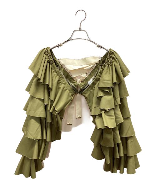 LEINWANDE（ラインヴァンド）LEINWANDE (ラインヴァンド) Ruffled Sleeve Top カーキ サイズ:FREEの古着・服飾アイテム