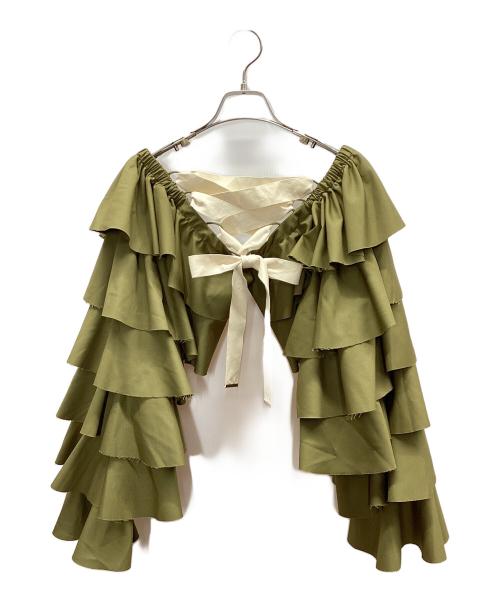 LEINWANDE（ラインヴァンド）LEINWANDE (ラインヴァンド) Ruffled Sleeve Top カーキ サイズ:FREEの古着・服飾アイテム