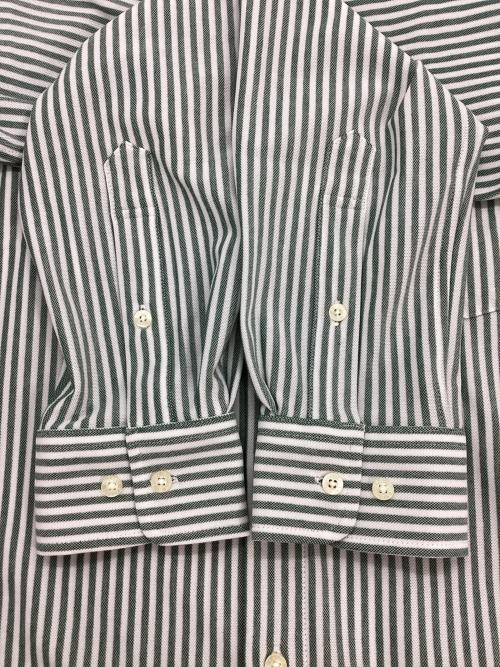 LACOSTE（ラコステ）LACOSTE (ラコステ) クールマックスブレンド鹿の子地ストライプシャツ グリーン サイズ:39の古着・服飾アイテム
