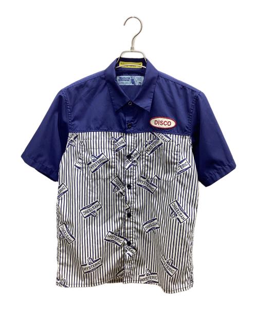 Hysteric Glamour（ヒステリックグラマー）Hysteric Glamour (ヒステリックグラマー) 半袖シャツ ネイビー×ホワイト サイズ:Sの古着・服飾アイテム