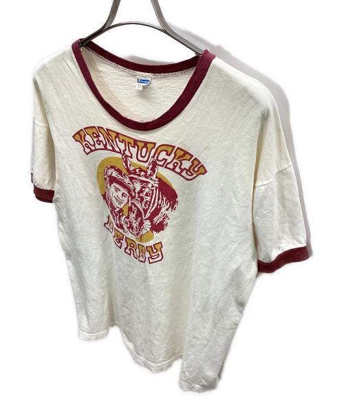 Champion（チャンピオン）Champion (チャンピオン) リンガーTシャツ ボルドー×ホワイト サイズ:XLの古着・服飾アイテム