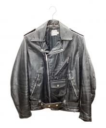 THIS GENUINE LEATHER GARMENT（ディス ジェニュイン レザー ガーメント）の古着「レザーライダースジャケット」｜ブラック