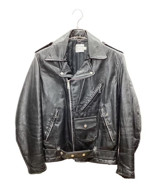 THIS GENUINE LEATHER GARMENT（ディス ジェニュイン レザー ガーメント）THIS GENUINE LEATHER GARMENT (ディス ジェニュイン レザー ガーメント) レザーライダースジャケット ブラック サイズ:38の古着・服飾アイテム
