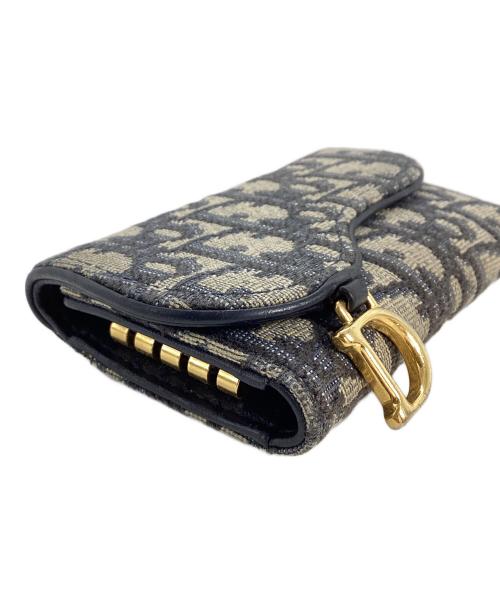 Dior（ディオール）Dior (ディオール) DIOR　Saddle　キーケース　ディオール オブリーク ベージュ×ブルーの古着・服飾アイテム