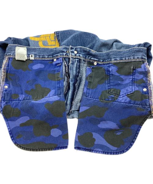 BAPE BY A BATHING APE（ベイプバイアベイシングエイプ）BAPE BY A BATHING APE (ベイプバイアベイシングエイプ) デニムハーフパンツ インディゴ サイズ:XLの古着・服飾アイテム