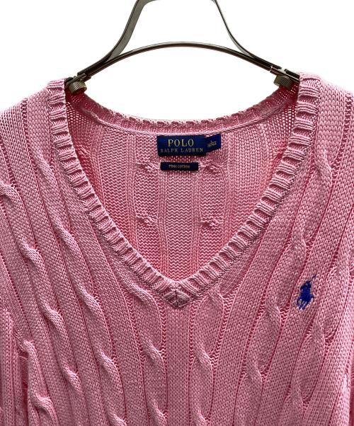 POLO RALPH LAUREN（ポロ・ラルフローレン）POLO RALPH LAUREN (ポロ・ラルフローレン) 厚手ニット ピンク サイズ:Lの古着・服飾アイテム