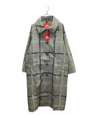 Vivienne Westwood RED LABELヴィヴィアンウエストウッドレッドレーベル）の古着「ハンドライティング チェックステンカラーコート」｜グレー