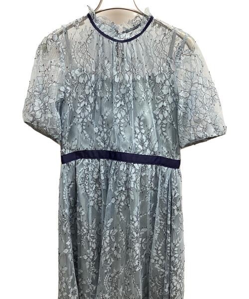 JILL STUART（ジルスチュアート）JILL STUART (ジルスチュアート) レース×グログランベルトワンピース スカイブルー サイズ:Sの古着・服飾アイテム