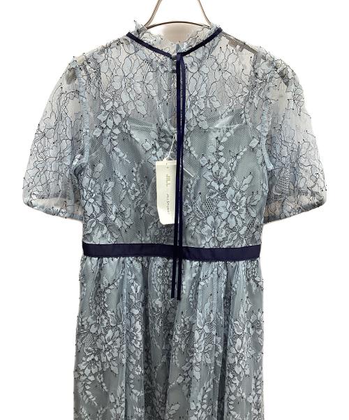 JILL STUART（ジルスチュアート）JILL STUART (ジルスチュアート) レース×グログランベルトワンピース スカイブルー サイズ:Sの古着・服飾アイテム