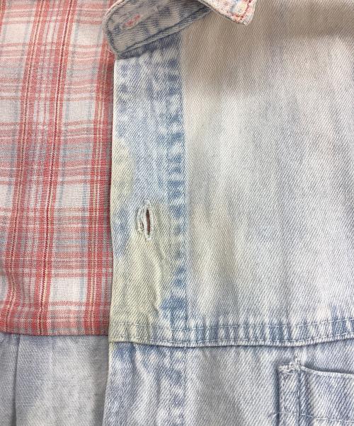GET NAME USED CLASSIC JEANS（ゲット ネーム ユーズド クラシック ジーンズ）GET NAME USED CLASSIC JEANS (ゲット ネーム ユーズド クラシック ジーンズ) デニムシャツ ブルー×ピンク サイズ:不明の古着・服飾アイテム