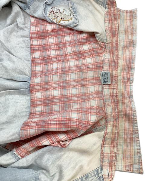GET NAME USED CLASSIC JEANS（ゲット ネーム ユーズド クラシック ジーンズ）GET NAME USED CLASSIC JEANS (ゲット ネーム ユーズド クラシック ジーンズ) デニムシャツ ブルー×ピンク サイズ:不明の古着・服飾アイテム