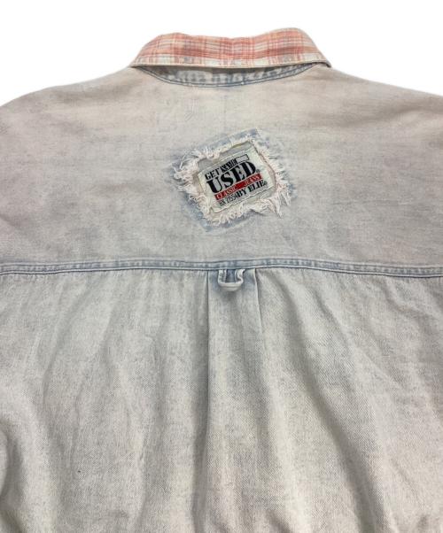 GET NAME USED CLASSIC JEANS（ゲット ネーム ユーズド クラシック ジーンズ）GET NAME USED CLASSIC JEANS (ゲット ネーム ユーズド クラシック ジーンズ) デニムシャツ ブルー×ピンク サイズ:不明の古着・服飾アイテム