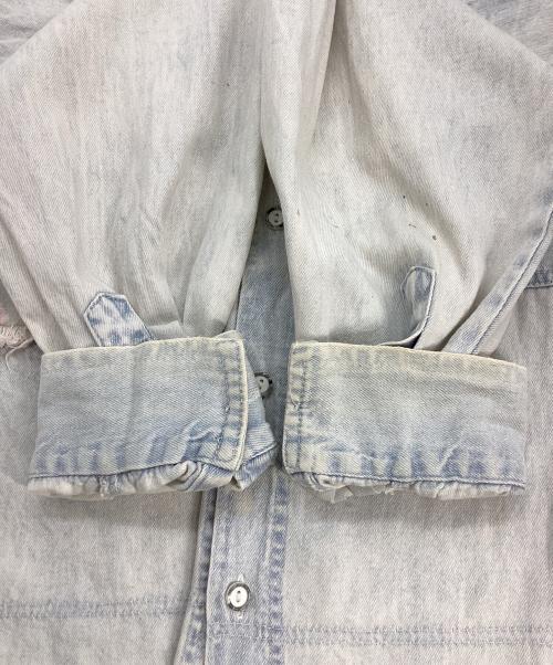 GET NAME USED CLASSIC JEANS（ゲット ネーム ユーズド クラシック ジーンズ）GET NAME USED CLASSIC JEANS (ゲット ネーム ユーズド クラシック ジーンズ) デニムシャツ ブルー×ピンク サイズ:不明の古着・服飾アイテム