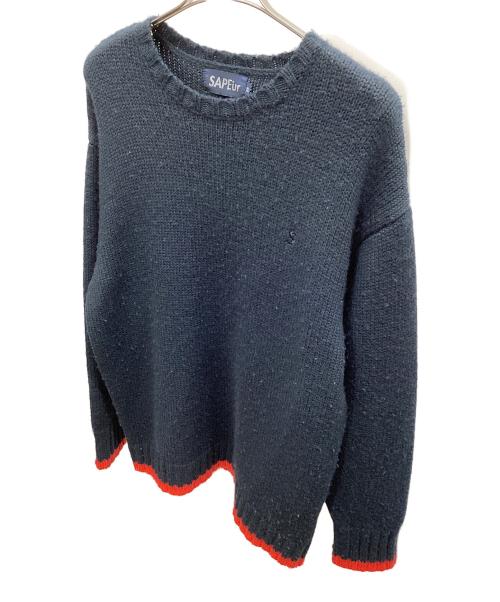 SAPEur（サプール）SAPEur (サプール) 厚手ニット ブラック×レッド サイズ:XLの古着・服飾アイテム