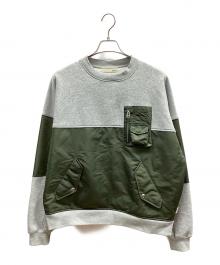 Re:room（リルーム）の古着「SWITCHING TWILL SWEAT TRAINER」｜カーキ×グレー