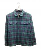 THE NORTH FACEザ ノース フェイス）の古着「L/S ZIP SHIRT」｜ネイビー×グリーン