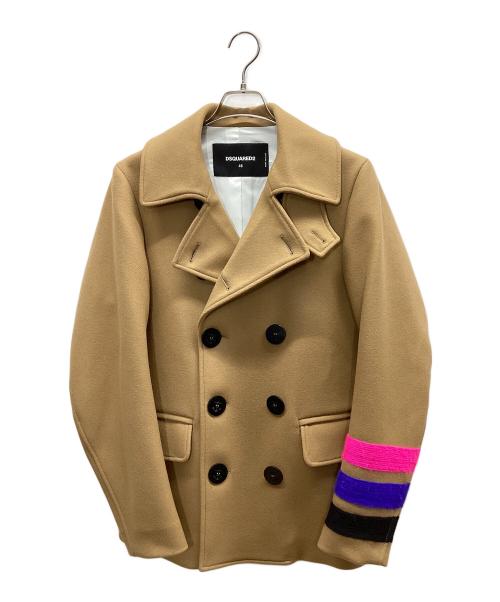 DSQUARED2（ディースクエアード）DSQUARED2 (ディースクエアード) Double-Breasted Peacoat ダブルブレステッド ピーコート ベージュ サイズ:46の古着・服飾アイテム