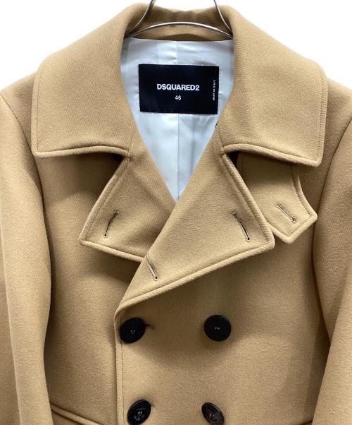 DSQUARED2（ディースクエアード）DSQUARED2 (ディースクエアード) Double-Breasted Peacoat ダブルブレステッド ピーコート ベージュ サイズ:46の古着・服飾アイテム