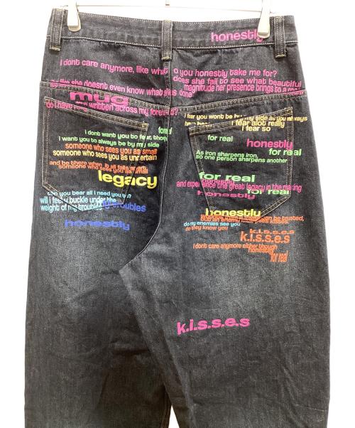 JADED RONDON（ジェイデッド ロンドン）JADED RONDON (ジェイデッド ロンドン) INDIGO RAINBOW SCRIPT XL COLOSSUS JEAN インディゴ レインボー スクリプト XL コロッサス ジーンズ インディゴ サイズ:30の古着・服飾アイテム