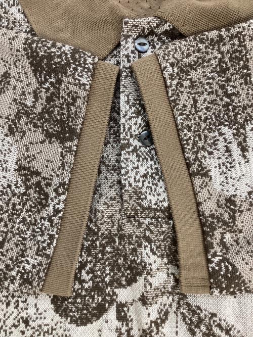 RED EAR（レッドイアー）RED EAR (レッドイアー) フローラルジャガードポロシャツ ベージュ×ブラウン サイズ:Lの古着・服飾アイテム