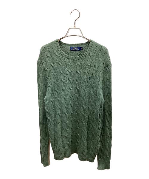POLO RALPH LAUREN（ポロ・ラルフローレン）POLO RALPH LAUREN (ポロ・ラルフローレン) ケーブルニット グリーン サイズ:XSの古着・服飾アイテム