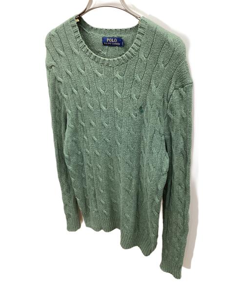 POLO RALPH LAUREN（ポロ・ラルフローレン）POLO RALPH LAUREN (ポロ・ラルフローレン) ケーブルニット グリーン サイズ:XSの古着・服飾アイテム