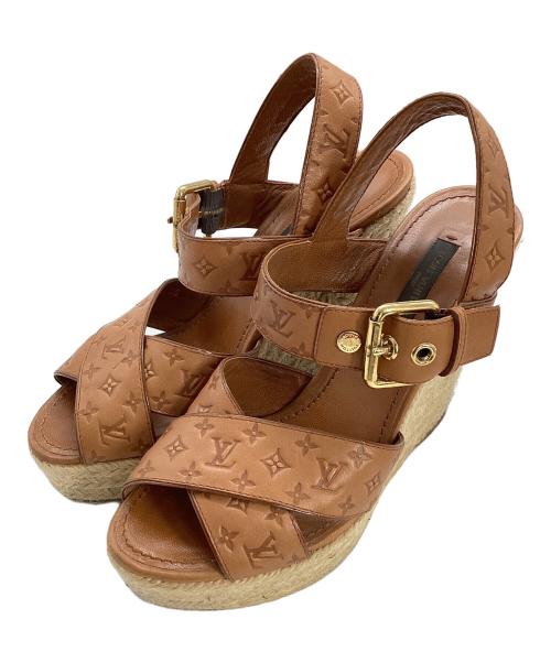 LOUIS VUITTON（ルイ ヴィトン）LOUIS VUITTON (ルイ ヴィトン) ウェッジソールサンダル ブラウン サイズ:36の古着・服飾アイテム