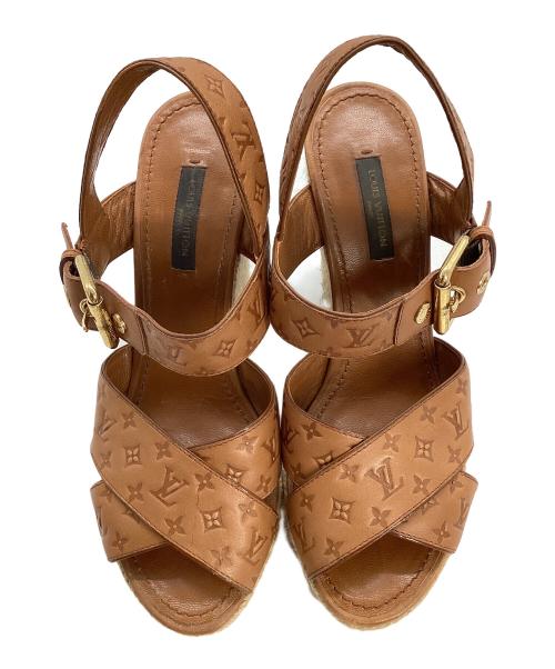 LOUIS VUITTON（ルイ ヴィトン）LOUIS VUITTON (ルイ ヴィトン) ウェッジソールサンダル ブラウン サイズ:36の古着・服飾アイテム