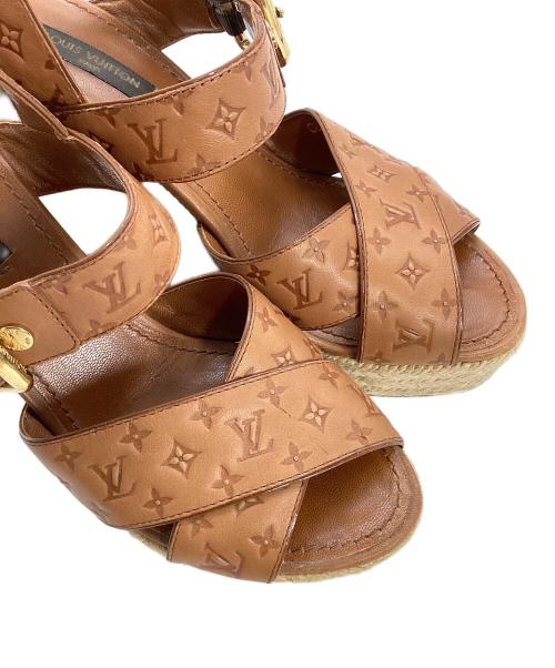 LOUIS VUITTON（ルイ ヴィトン）LOUIS VUITTON (ルイ ヴィトン) ウェッジソールサンダル ブラウン サイズ:36の古着・服飾アイテム
