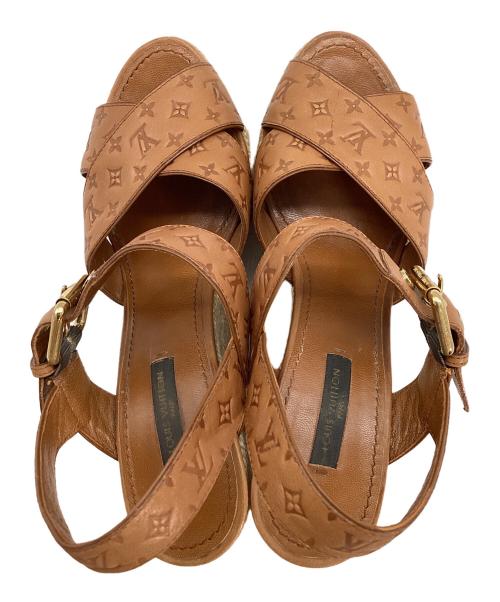 LOUIS VUITTON（ルイ ヴィトン）LOUIS VUITTON (ルイ ヴィトン) ウェッジソールサンダル ブラウン サイズ:36の古着・服飾アイテム