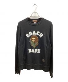 A BATHING APE×COACH（アベイシングエイプ×コーチ）の古着「Crew Neck Sweat Shirt クルーネックスウェットシャツ」｜ブラック