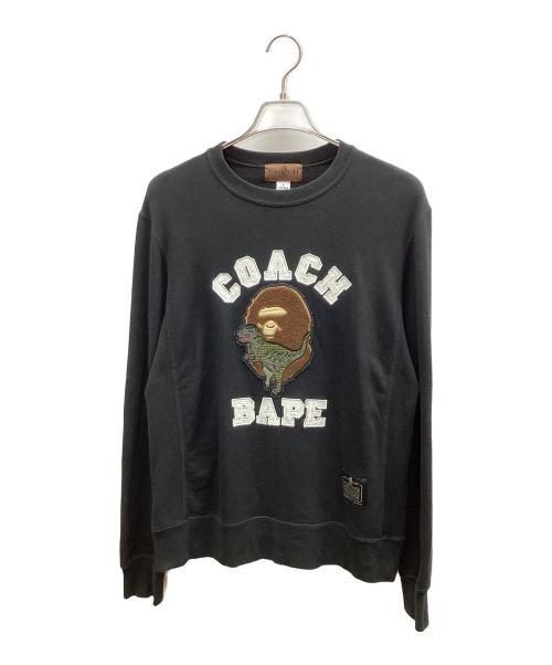 A BATHING APE（アベイシングエイプ）A BATHING APE (アベイシングエイプ) COACH (コーチ) Crew Neck Sweat Shirt クルーネックスウェットシャツ ブラック サイズ:Lの古着・服飾アイテム