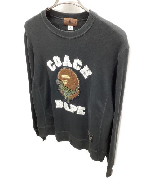 A BATHING APE（アベイシングエイプ）A BATHING APE (アベイシングエイプ) COACH (コーチ) Crew Neck Sweat Shirt クルーネックスウェットシャツ ブラック サイズ:Lの古着・服飾アイテム