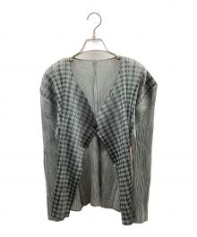 PLEATS PLEASE（プリーツプリーズ）の古着「カーディガン」｜ライトグレー
