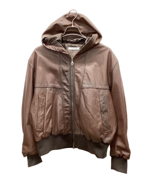 JOURNAL STANDARD（ジャーナルスタンダード）JOURNAL STANDARD (ジャーナルスタンダード) ゴートレザーエイジングジップフーディ ブルゾン ブラウン サイズ:Lの古着・服飾アイテム