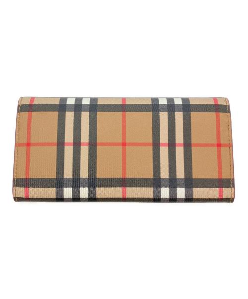 BURBERRY（バーバリー）BURBERRY (バーバリー) BURBERRY　ノバチェック　長財布 ブラウン×レッドの古着・服飾アイテム