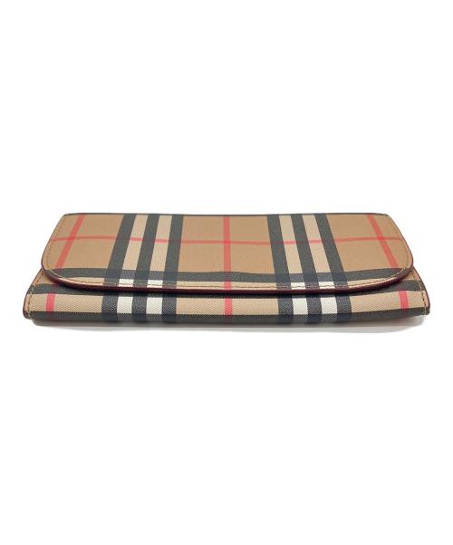 BURBERRY（バーバリー）BURBERRY (バーバリー) BURBERRY　ノバチェック　長財布 ブラウン×レッドの古着・服飾アイテム