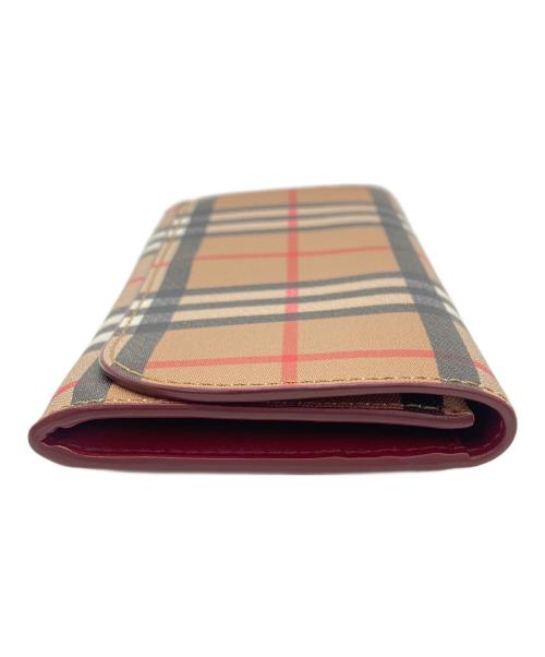BURBERRY（バーバリー）BURBERRY (バーバリー) BURBERRY　ノバチェック　長財布 ブラウン×レッドの古着・服飾アイテム