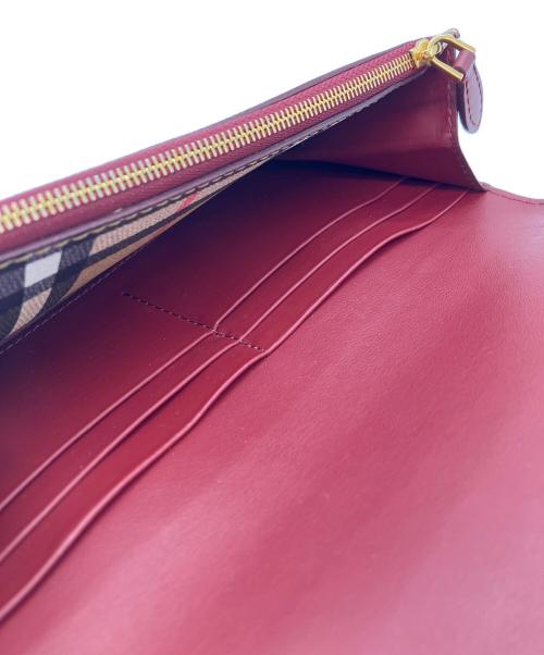 BURBERRY（バーバリー）BURBERRY (バーバリー) BURBERRY　ノバチェック　長財布 ブラウン×レッドの古着・服飾アイテム
