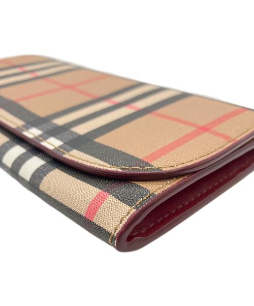 BURBERRY（バーバリー）BURBERRY (バーバリー) BURBERRY　ノバチェック　長財布 ブラウン×レッドの古着・服飾アイテム