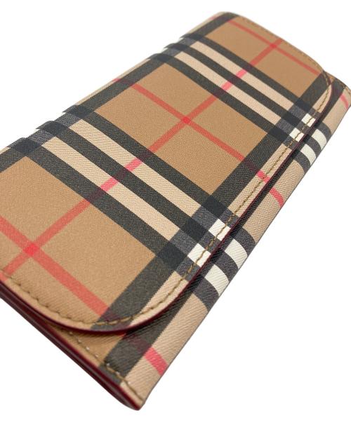 BURBERRY（バーバリー）BURBERRY (バーバリー) BURBERRY　ノバチェック　長財布 ブラウン×レッドの古着・服飾アイテム