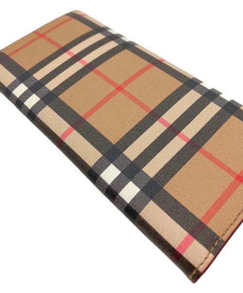 BURBERRY（バーバリー）BURBERRY (バーバリー) BURBERRY　ノバチェック　長財布 ブラウン×レッドの古着・服飾アイテム