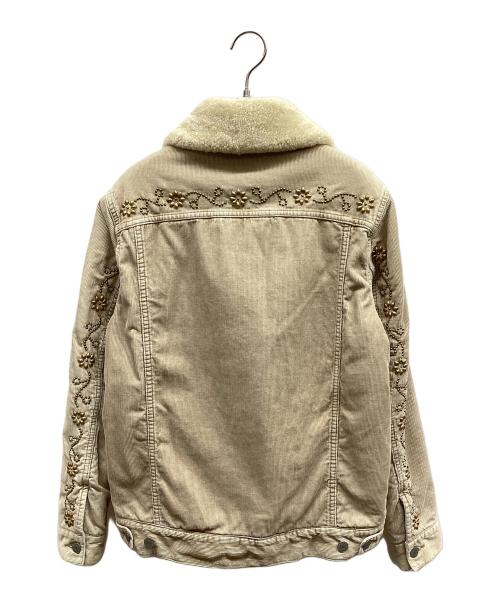 REMI RELIEF（レミレリーフ）REMI RELIEF (レミレリーフ) フラワースタッズ裏ボアコーデュロイジャケット ベージュ サイズ:Sの古着・服飾アイテム