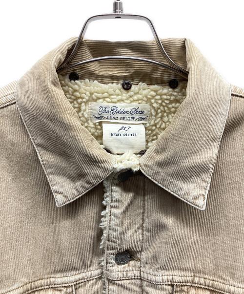 REMI RELIEF（レミレリーフ）REMI RELIEF (レミレリーフ) フラワースタッズ裏ボアコーデュロイジャケット ベージュ サイズ:Sの古着・服飾アイテム
