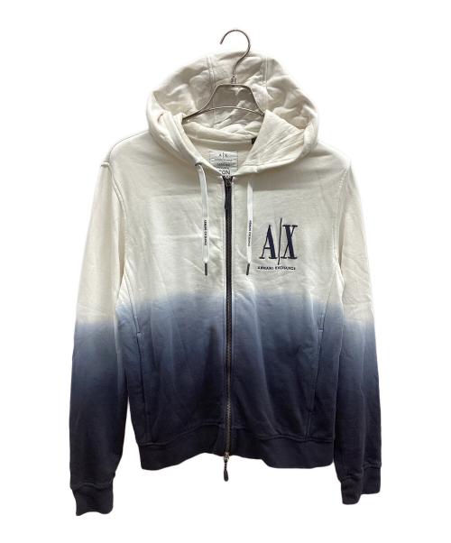 ARMANI EXCHANGE（アルマーニ エクスチェンジ）ARMANI EXCHANGE (アルマーニ エクスチェンジ) ジップパーカー ホワイト×ブラック サイズ:Sの古着・服飾アイテム